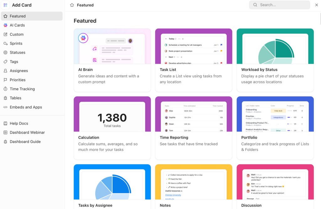 ClickUp Dashboards